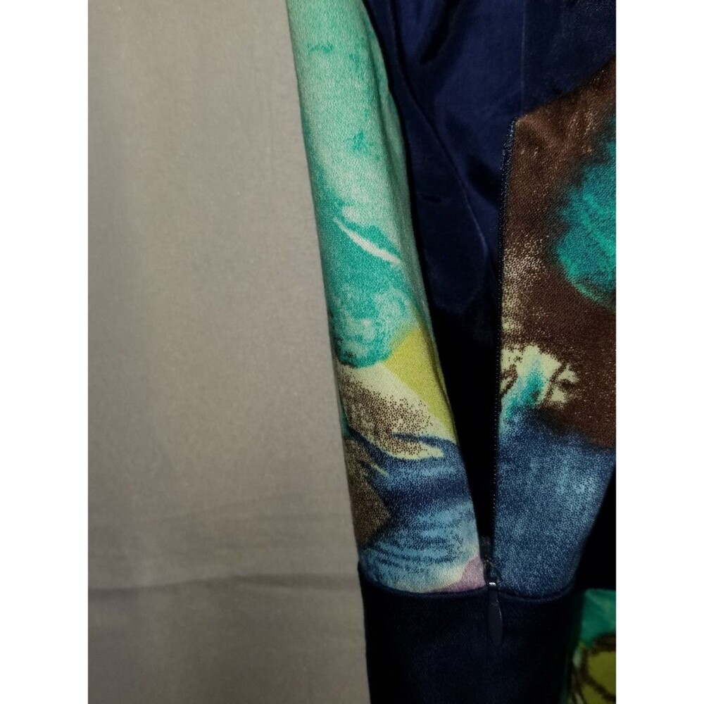 Merona Navy Blue Floral Sheath Dress Sleeveless Knee Length Teal Aqua Size Small - Picture 7 of 9